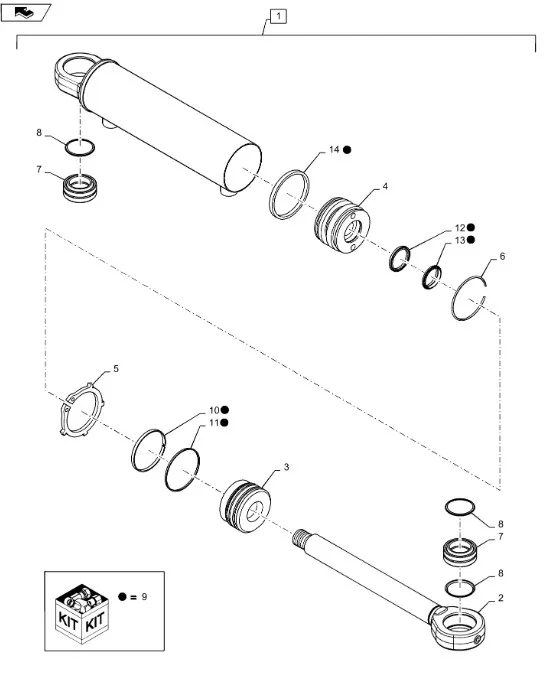 47436945 - Набор упл. цилиндра рул. моста передн. CNH 5кл. T8./Mg.
